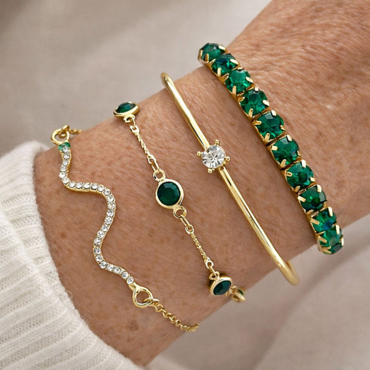 Green Gemstone Bracelet Set 0