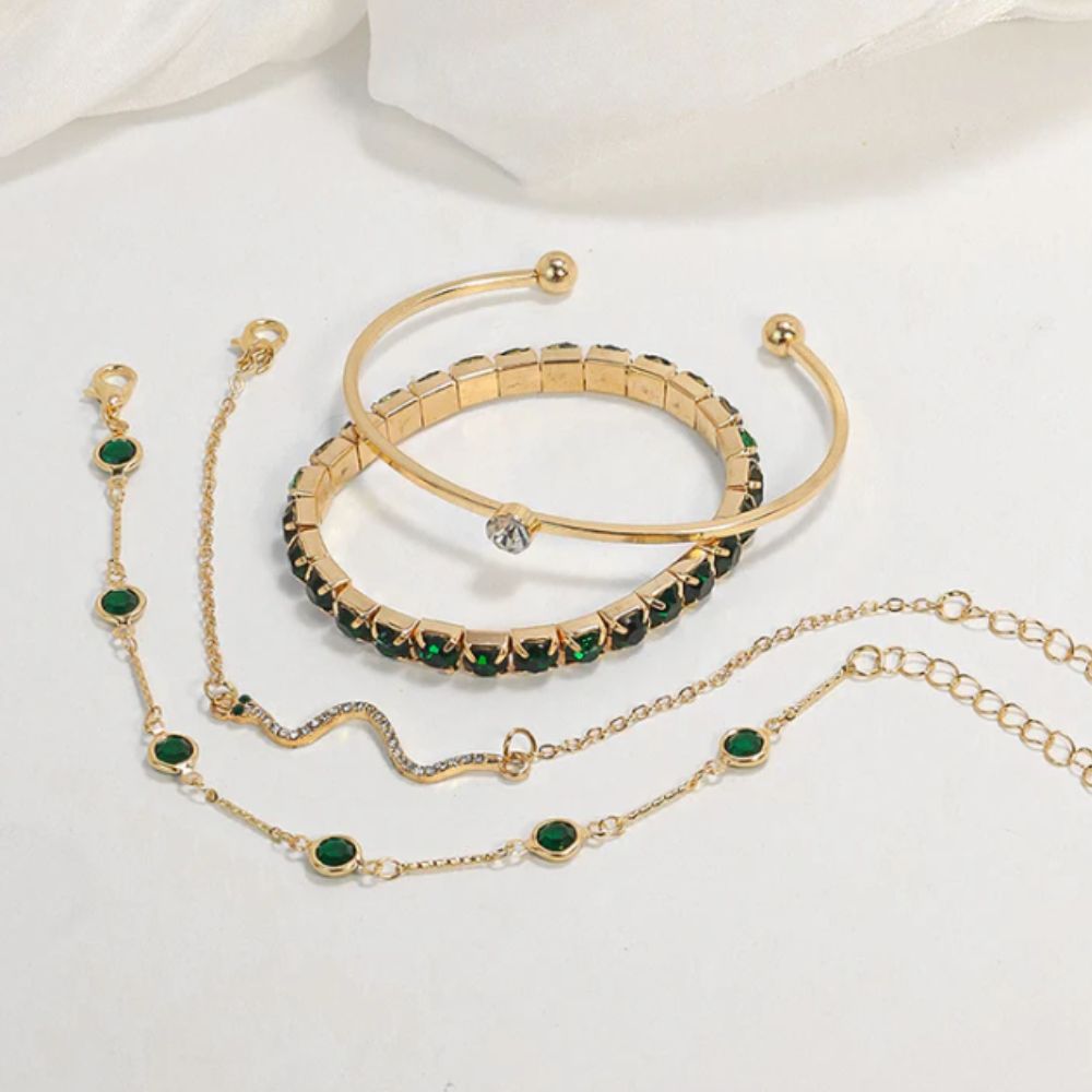 Green Gemstone Bracelet Set 1