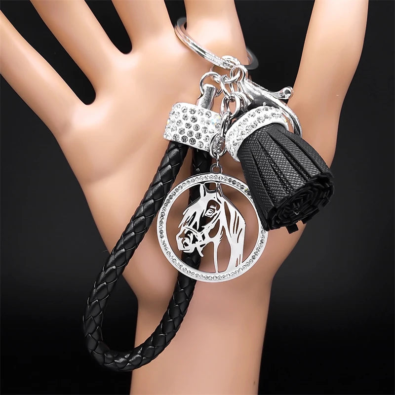 Horsel | Horse Head Crystal Stainless Steel Keychain 12