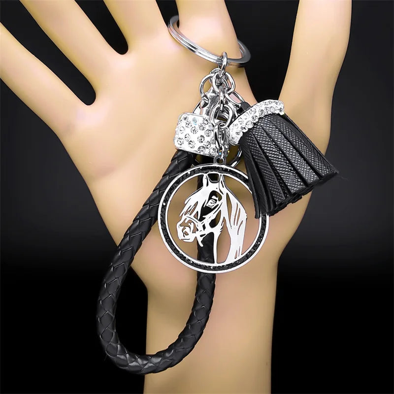 Horsel | Horse Head Crystal Stainless Steel Keychain 13