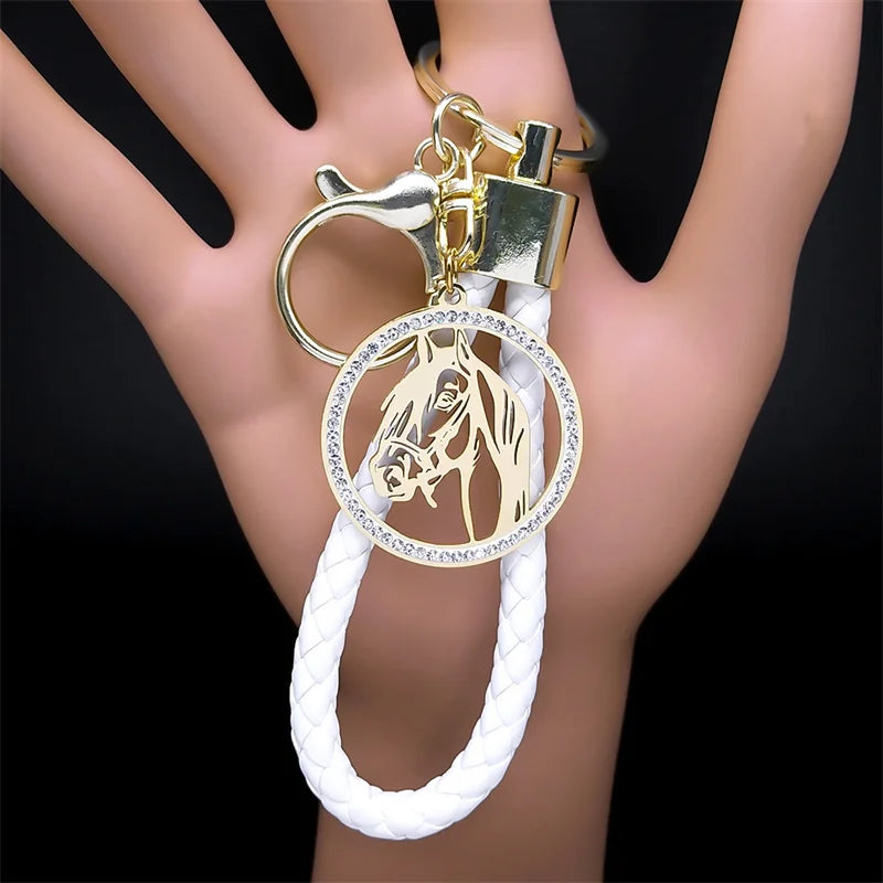 Horsel | Horse Head Crystal Stainless Steel Keychain 4