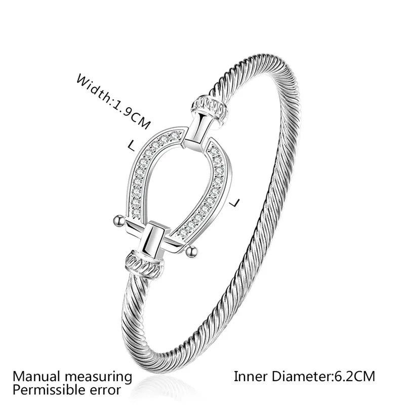 Horsia | Silver Horse Shoe Bangle Bracelet 1