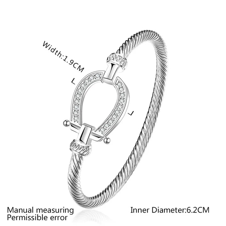 Horsia | Silver Horse Shoe Bangle Bracelet 1