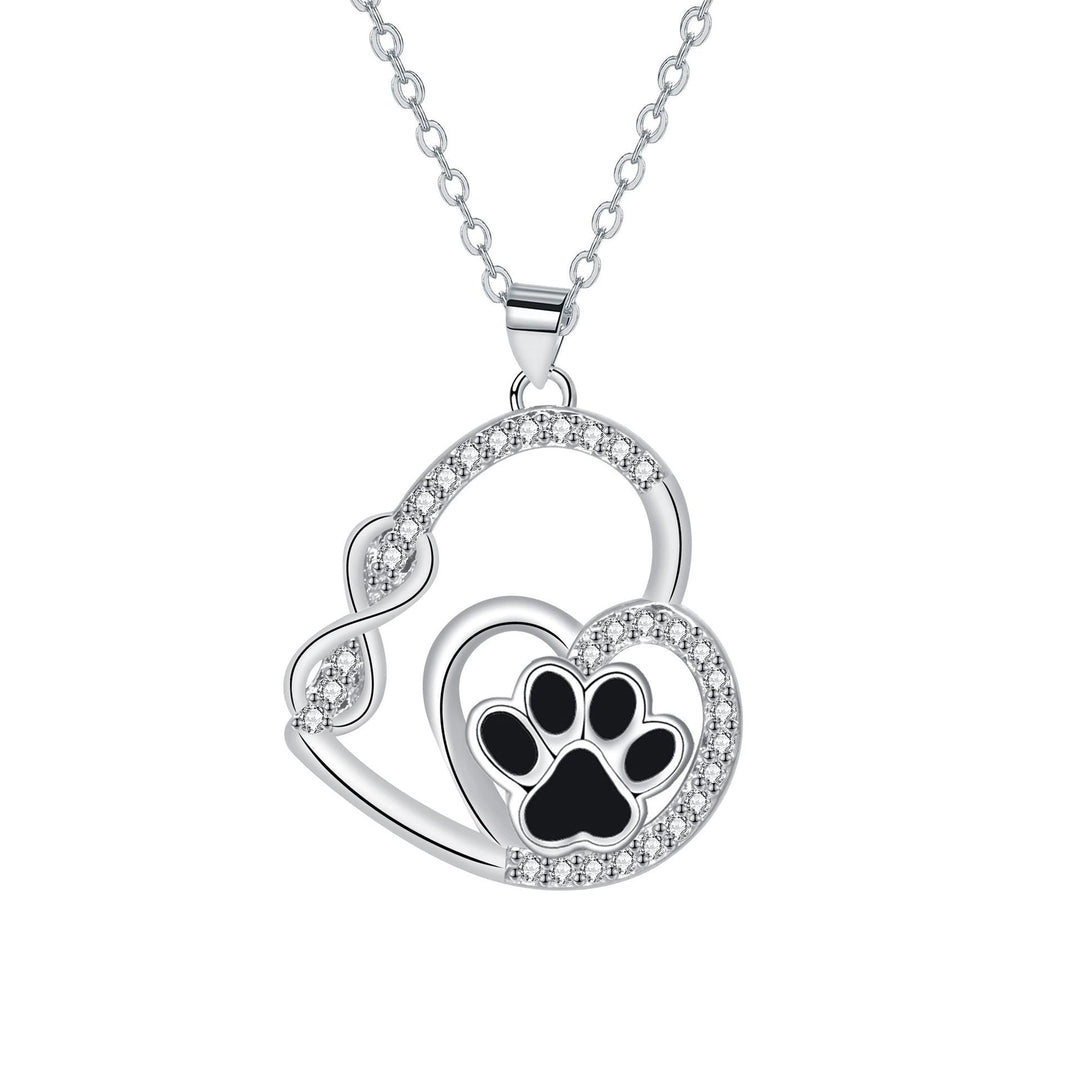 Infinite Double Love Paw Print Pendant Necklace 0