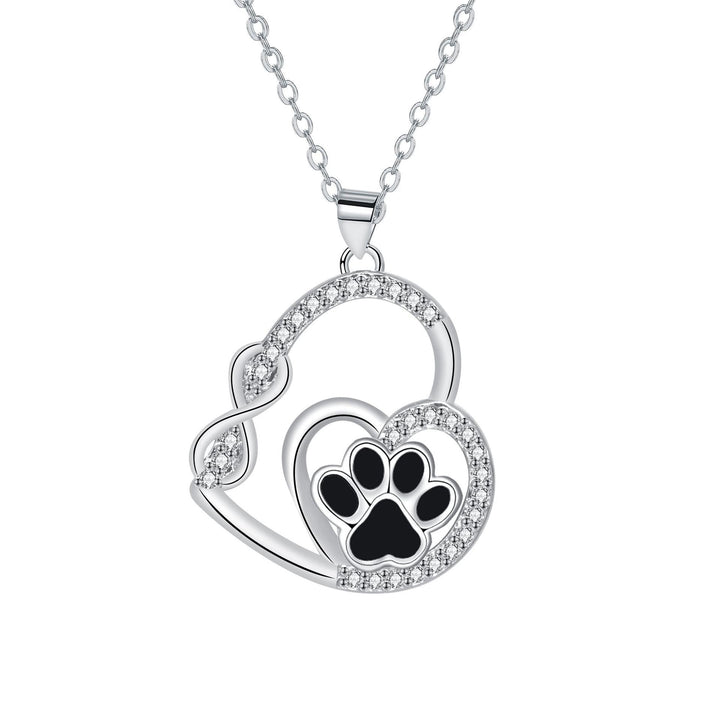 Infinite Double Love Paw Print Pendant Necklace 0
