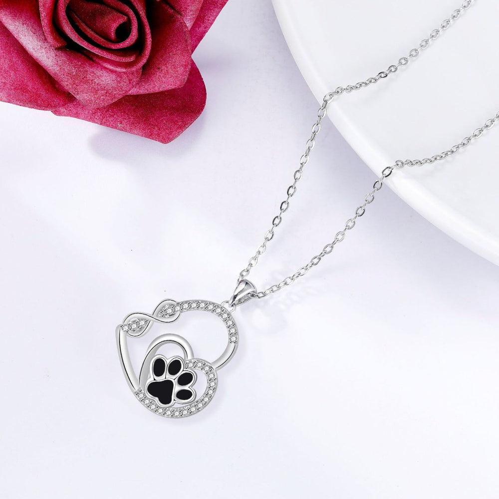 Infinite Double Love Paw Print Pendant Necklace 1