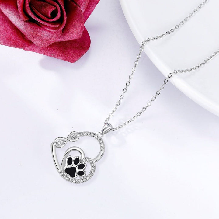 Infinite Double Love Paw Print Pendant Necklace 1