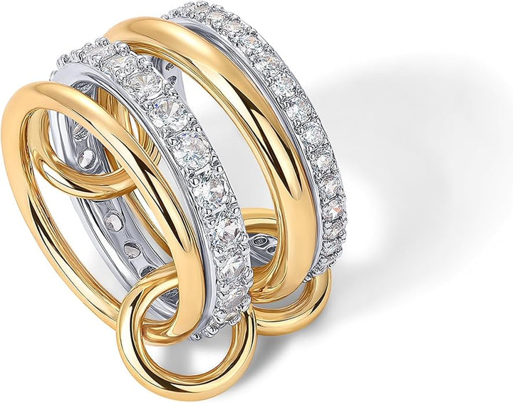 Interlock Stack Rings | Gold 3