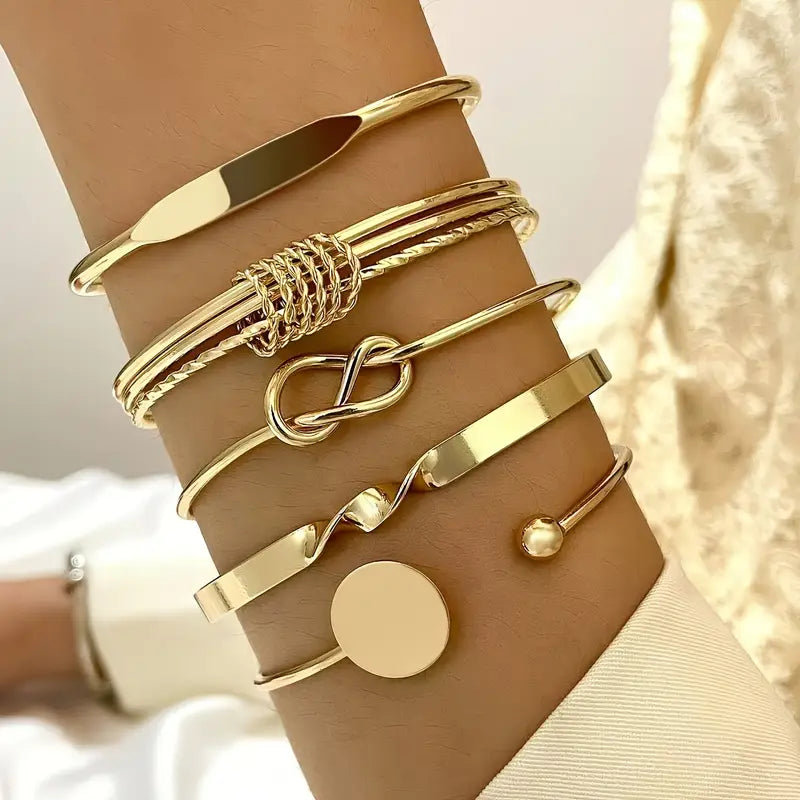Knotted Elegance Bracelet Set | Gold 0