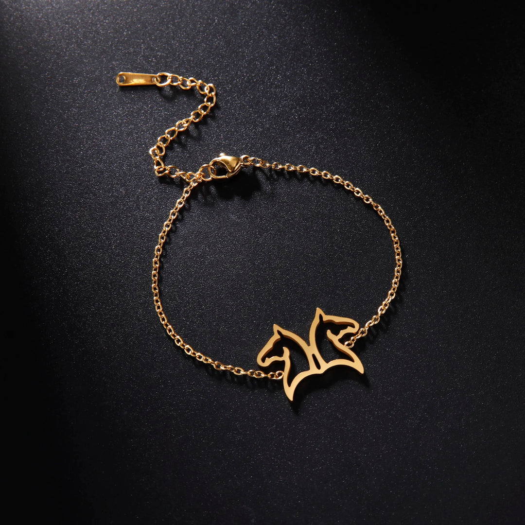 Lunara | Double Horse Head Pendant Bracelet Stainless Steel 2