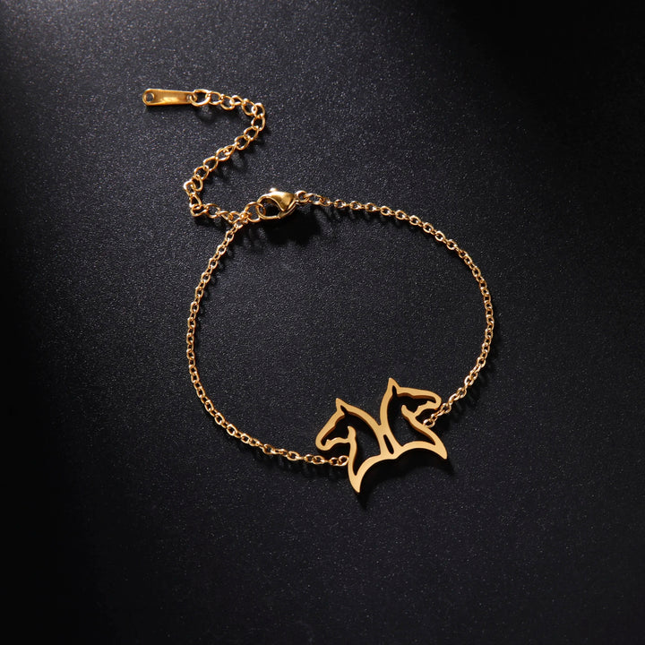 Lunara | Double Horse Head Pendant Bracelet Stainless Steel 2