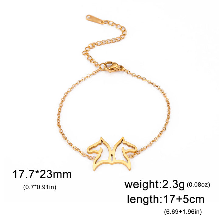 Lunara | Double Horse Head Pendant Bracelet Stainless Steel 7