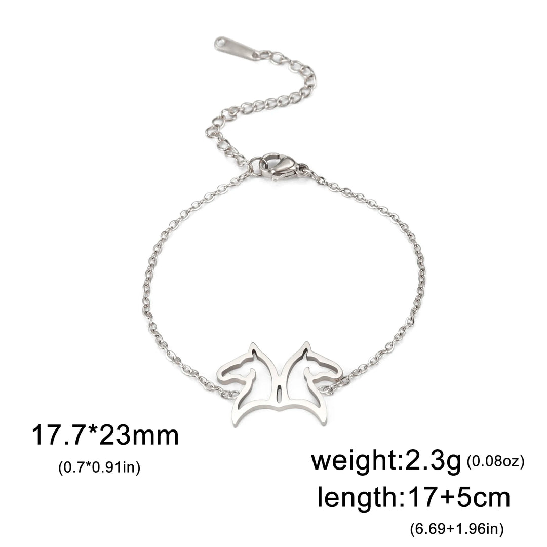Lunara | Double Horse Head Pendant Bracelet Stainless Steel 8