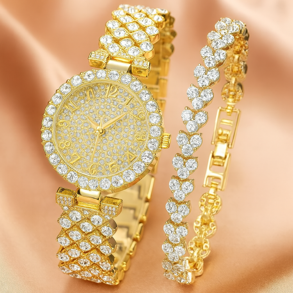 Luxe Radiance Gold Watch & Bracelet Set | Gold 0