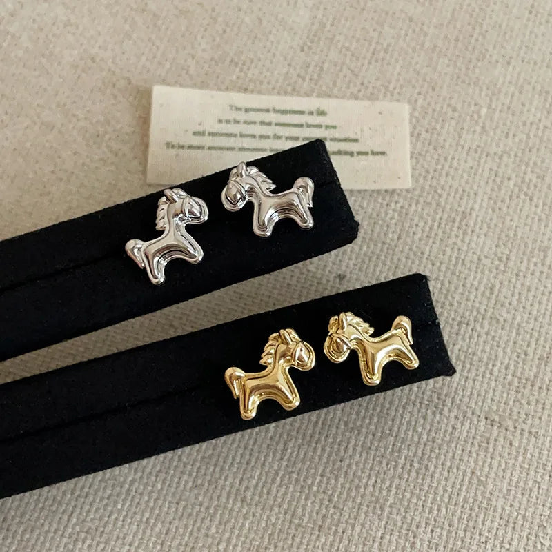 Minar Unique Design Metallic Cartoon Animal Colt Horse Statement Dangle Earrings for Women Girl Gold Silver Plated Alloy Jewelry 0