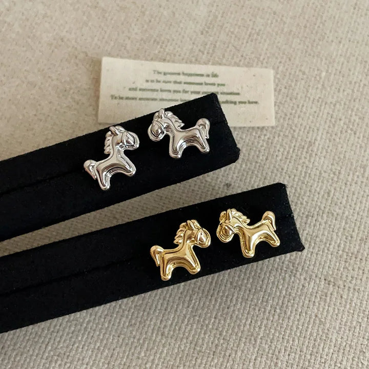 Minar Unique Design Metallic Cartoon Animal Colt Horse Statement Dangle Earrings for Women Girl Gold Silver Plated Alloy Jewelry 0