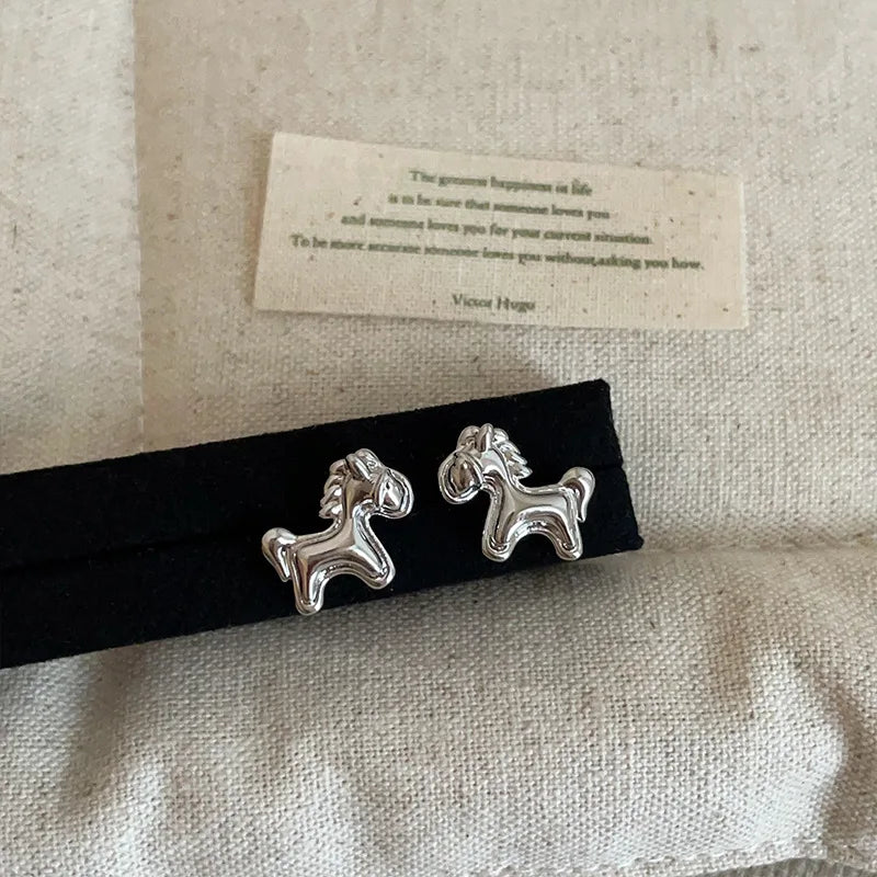 Minar Unique Design Metallic Cartoon Animal Colt Horse Statement Dangle Earrings for Women Girl Gold Silver Plated Alloy Jewelry 2