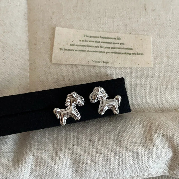 Minar Unique Design Metallic Cartoon Animal Colt Horse Statement Dangle Earrings for Women Girl Gold Silver Plated Alloy Jewelry 2