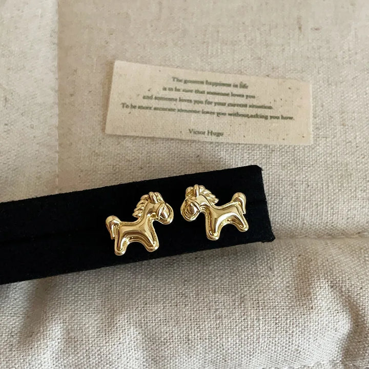 Minar Unique Design Metallic Cartoon Animal Colt Horse Statement Dangle Earrings for Women Girl Gold Silver Plated Alloy Jewelry 3