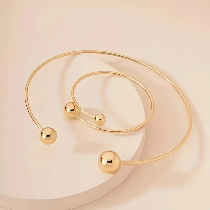 Minimalist Glow Collar & Cuff Bracelet Set | Gold 3