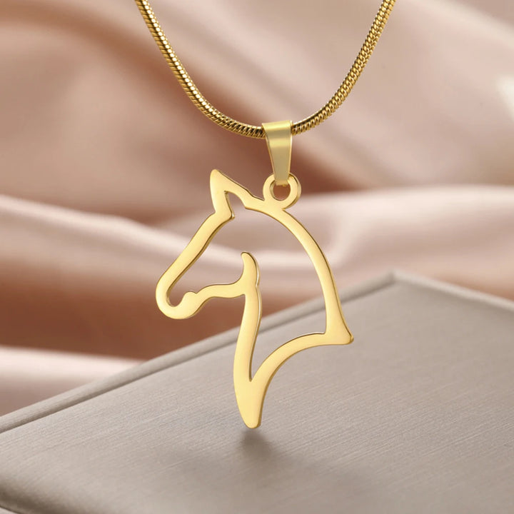 My Shape Horse Pendant Necklaces Stainless Steel Necklace Animal Horse Head Horserace Chain Horse Lover Lucky Amulet Jewelry 0