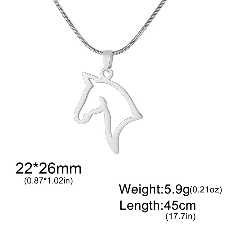 My Shape Horse Pendant Necklaces Stainless Steel Necklace Animal Horse Head Horserace Chain Horse Lover Lucky Amulet Jewelry 10