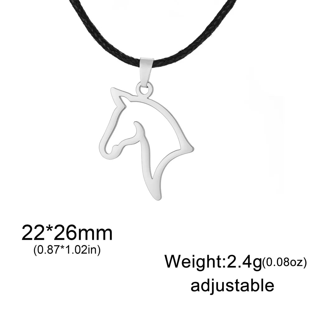 My Shape Horse Pendant Necklaces Stainless Steel Necklace Animal Horse Head Horserace Chain Horse Lover Lucky Amulet Jewelry 11
