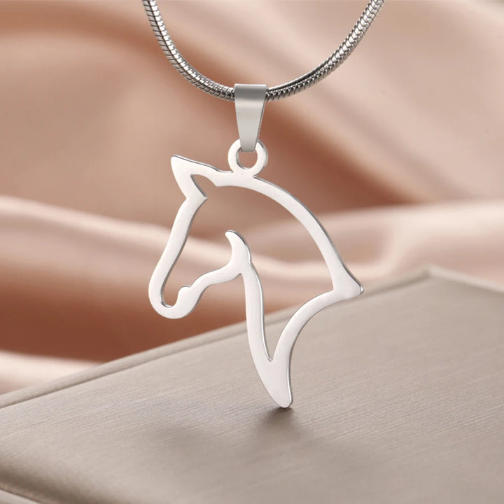 My Shape Horse Pendant Necklaces Stainless Steel Necklace Animal Horse Head Horserace Chain Horse Lover Lucky Amulet Jewelry 2