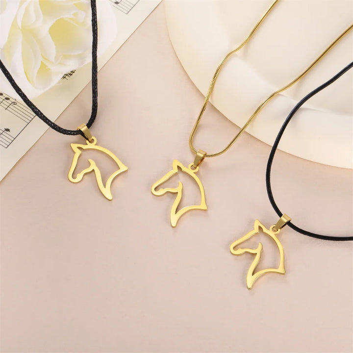 My Shape Horse Pendant Necklaces Stainless Steel Necklace Animal Horse Head Horserace Chain Horse Lover Lucky Amulet Jewelry 3