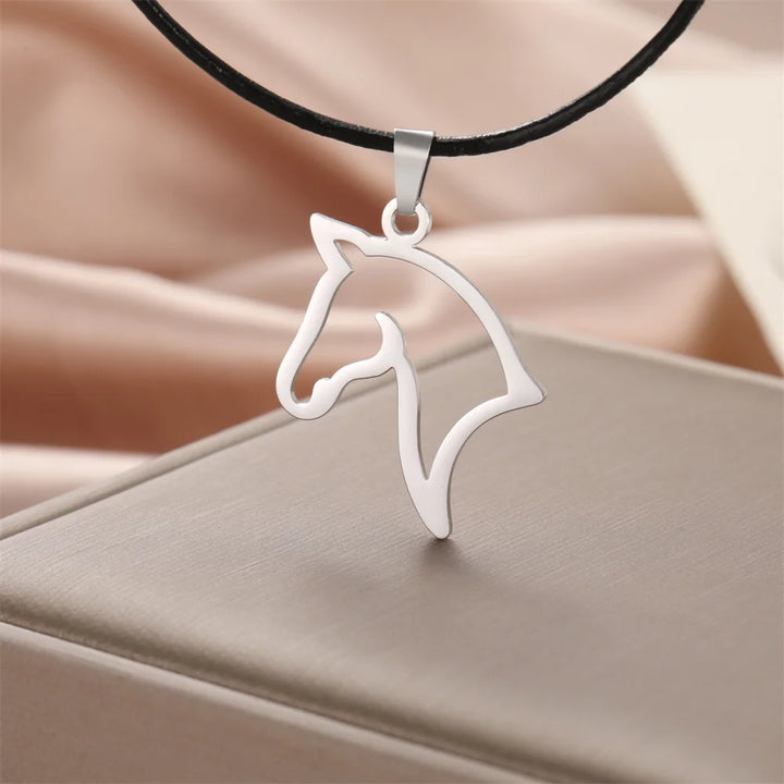 My Shape Horse Pendant Necklaces Stainless Steel Necklace Animal Horse Head Horserace Chain Horse Lover Lucky Amulet Jewelry 4