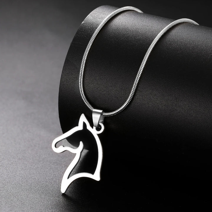 My Shape Horse Pendant Necklaces Stainless Steel Necklace Animal Horse Head Horserace Chain Horse Lover Lucky Amulet Jewelry 5