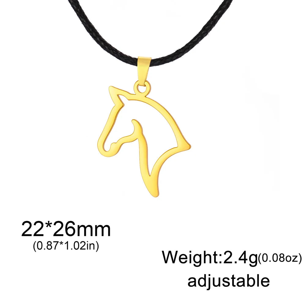 My Shape Horse Pendant Necklaces Stainless Steel Necklace Animal Horse Head Horserace Chain Horse Lover Lucky Amulet Jewelry 6