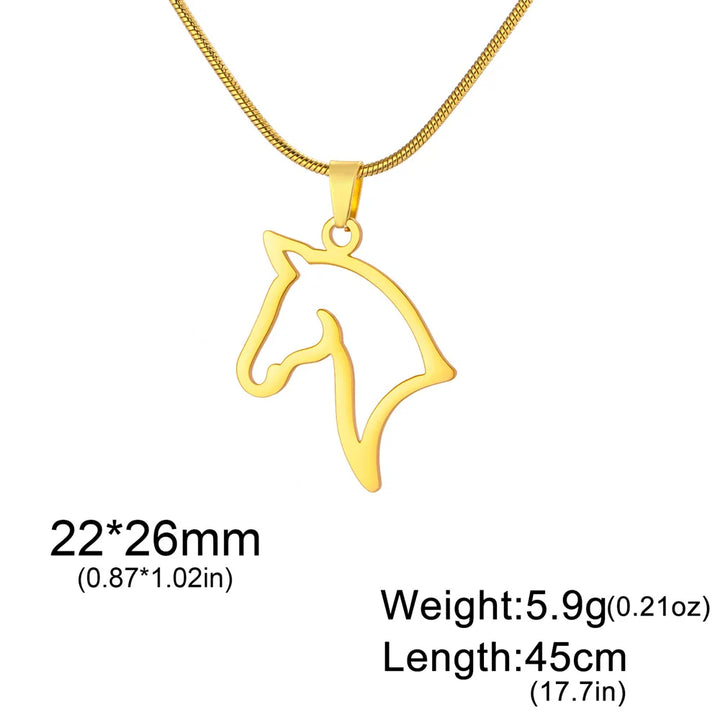 My Shape Horse Pendant Necklaces Stainless Steel Necklace Animal Horse Head Horserace Chain Horse Lover Lucky Amulet Jewelry 7