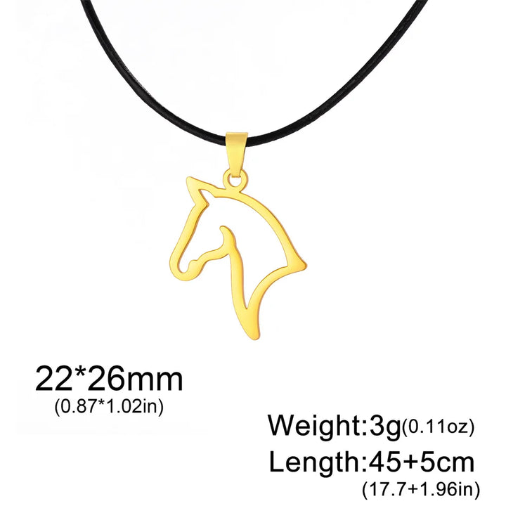 My Shape Horse Pendant Necklaces Stainless Steel Necklace Animal Horse Head Horserace Chain Horse Lover Lucky Amulet Jewelry 8