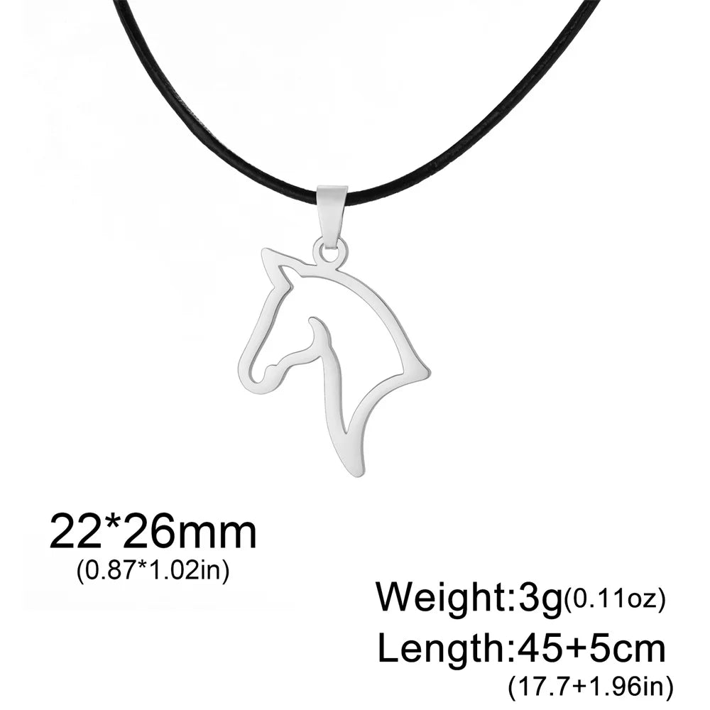 My Shape Horse Pendant Necklaces Stainless Steel Necklace Animal Horse Head Horserace Chain Horse Lover Lucky Amulet Jewelry 9