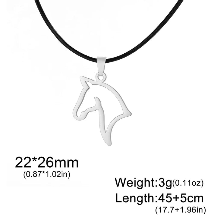 My Shape Horse Pendant Necklaces Stainless Steel Necklace Animal Horse Head Horserace Chain Horse Lover Lucky Amulet Jewelry 9