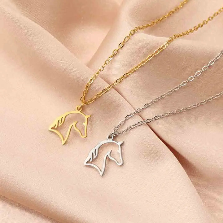 My Shape Horse and Horsehoe Pendant Necklaces for Women Girls Stainless Steel U-Shaped Horse Animal Choker Chain Jewelry Gifts 3