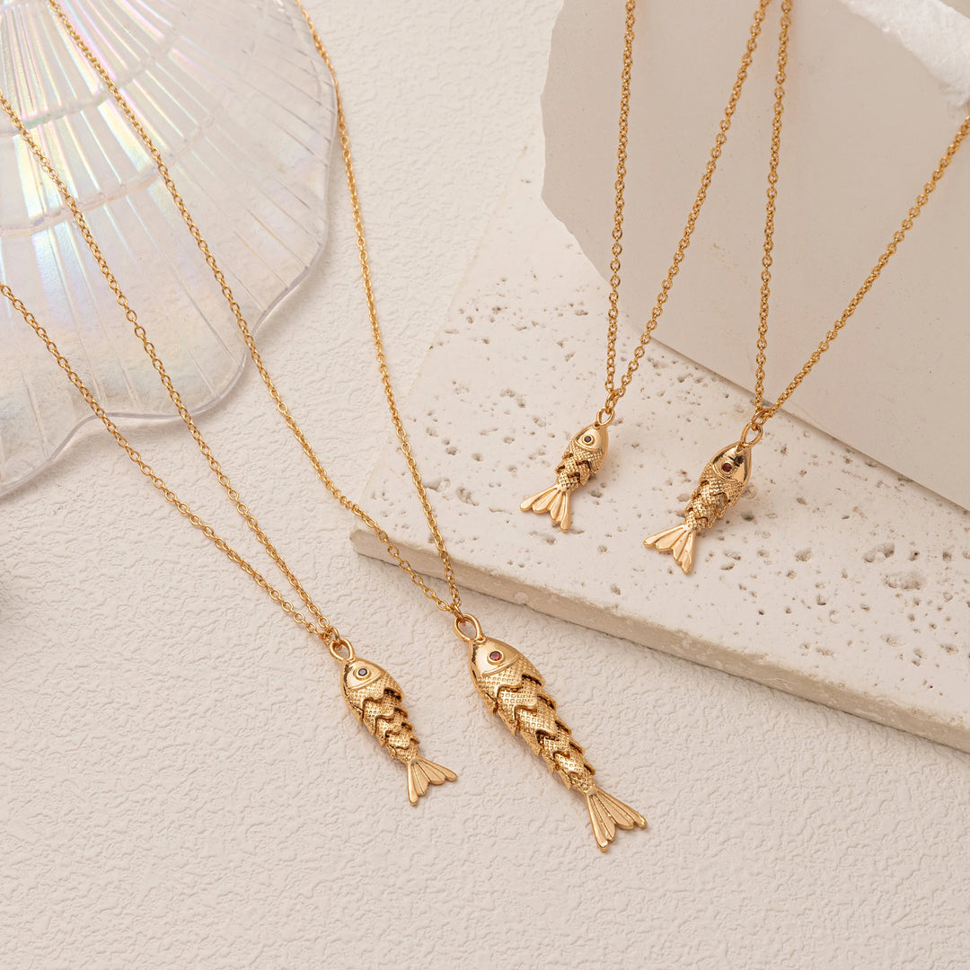 New Fashionable Retro Versatile Fish Koi Personalized Fashion Light Luxury Pendant Necklace for Women 4
