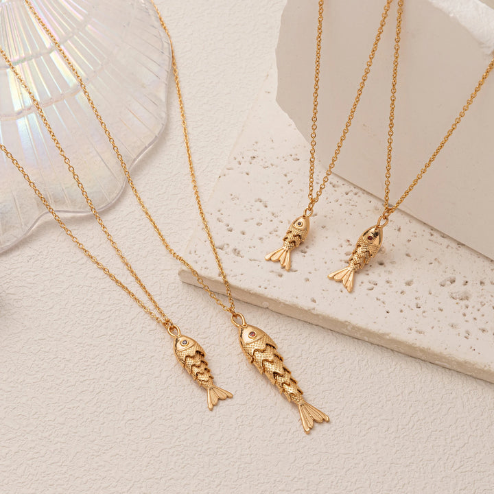 New Fashionable Retro Versatile Fish Koi Personalized Fashion Light Luxury Pendant Necklace for Women 4