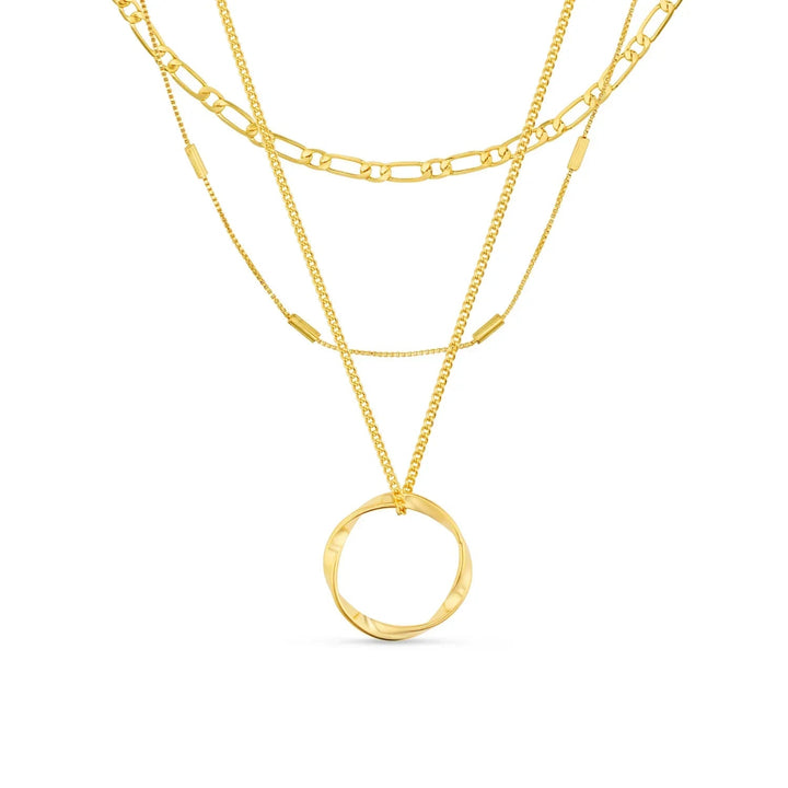 Open Circle Three Row Necklace | Gold 0