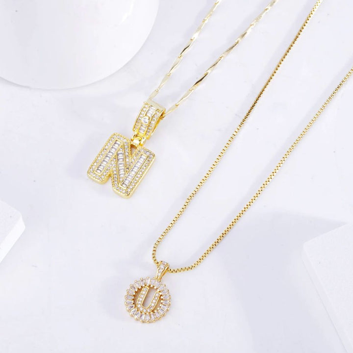 Pave Letter Initial Necklace Set 1