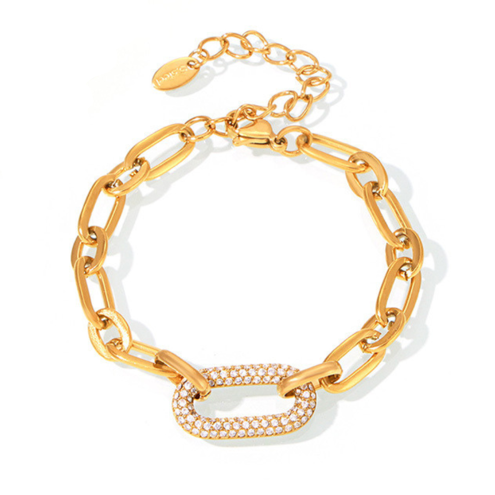 Paved Chunky Chain Link Jewelry Set | Gold 0