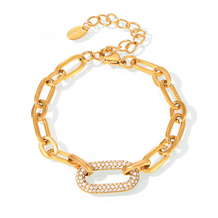 Paved Chunky Chain Link Jewelry Set | Gold 0