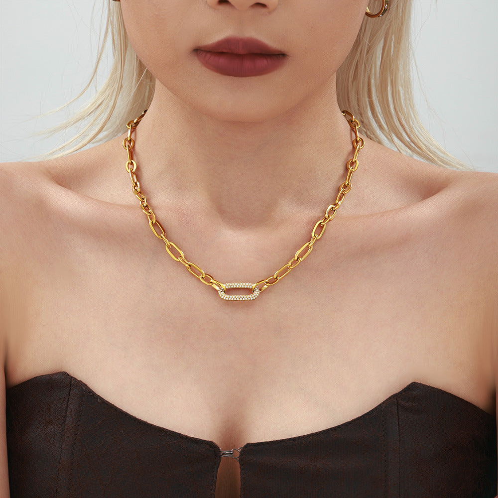 Paved Chunky Chain Link Jewelry Set | Gold 5