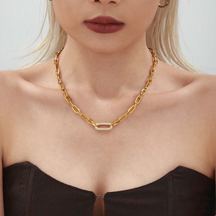 Paved Chunky Chain Link Jewelry Set | Gold 5