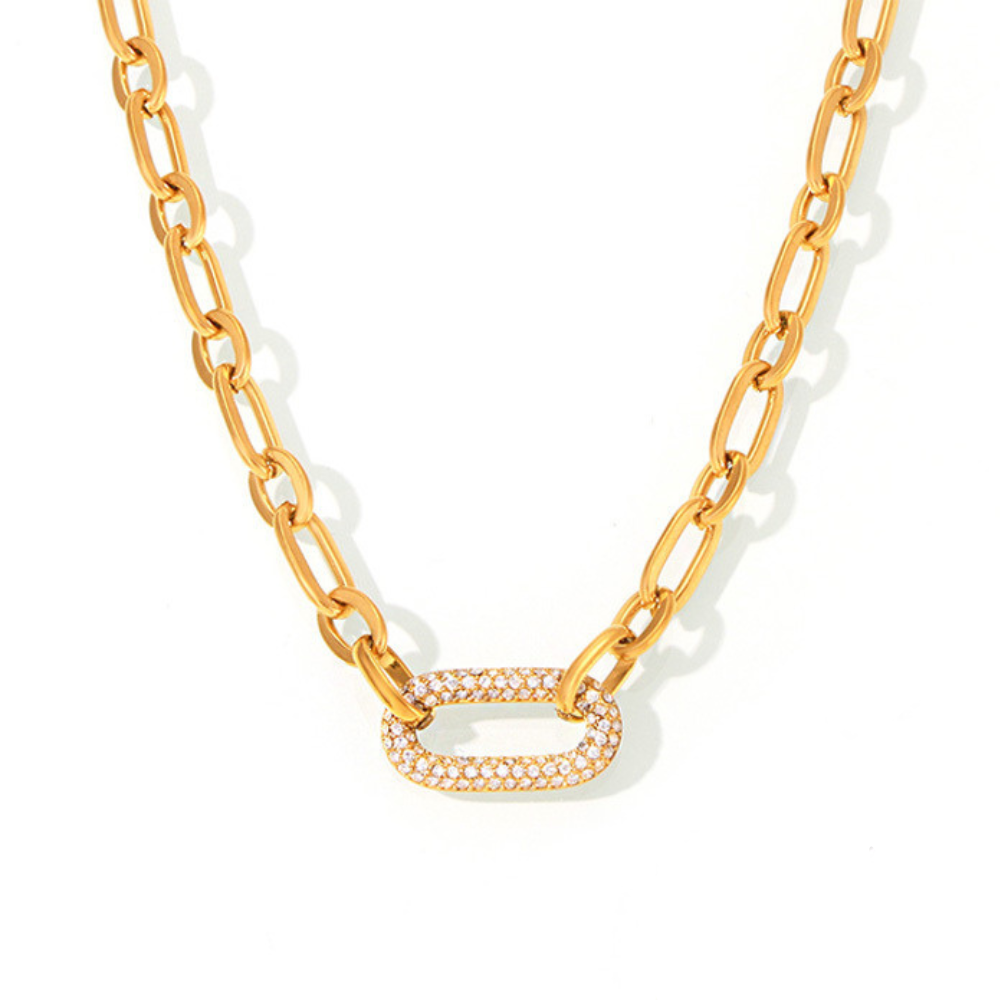 Paved Chunky Chain Link Jewelry Set | Gold 6