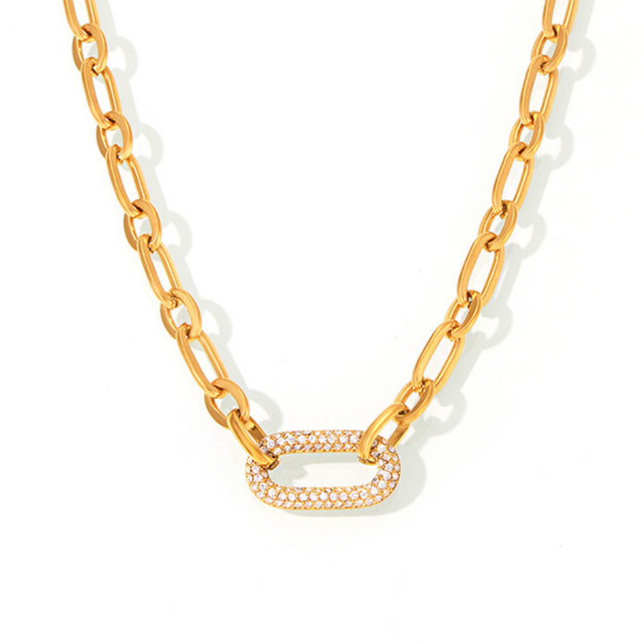 Paved Chunky Chain Link Jewelry Set | Gold 6
