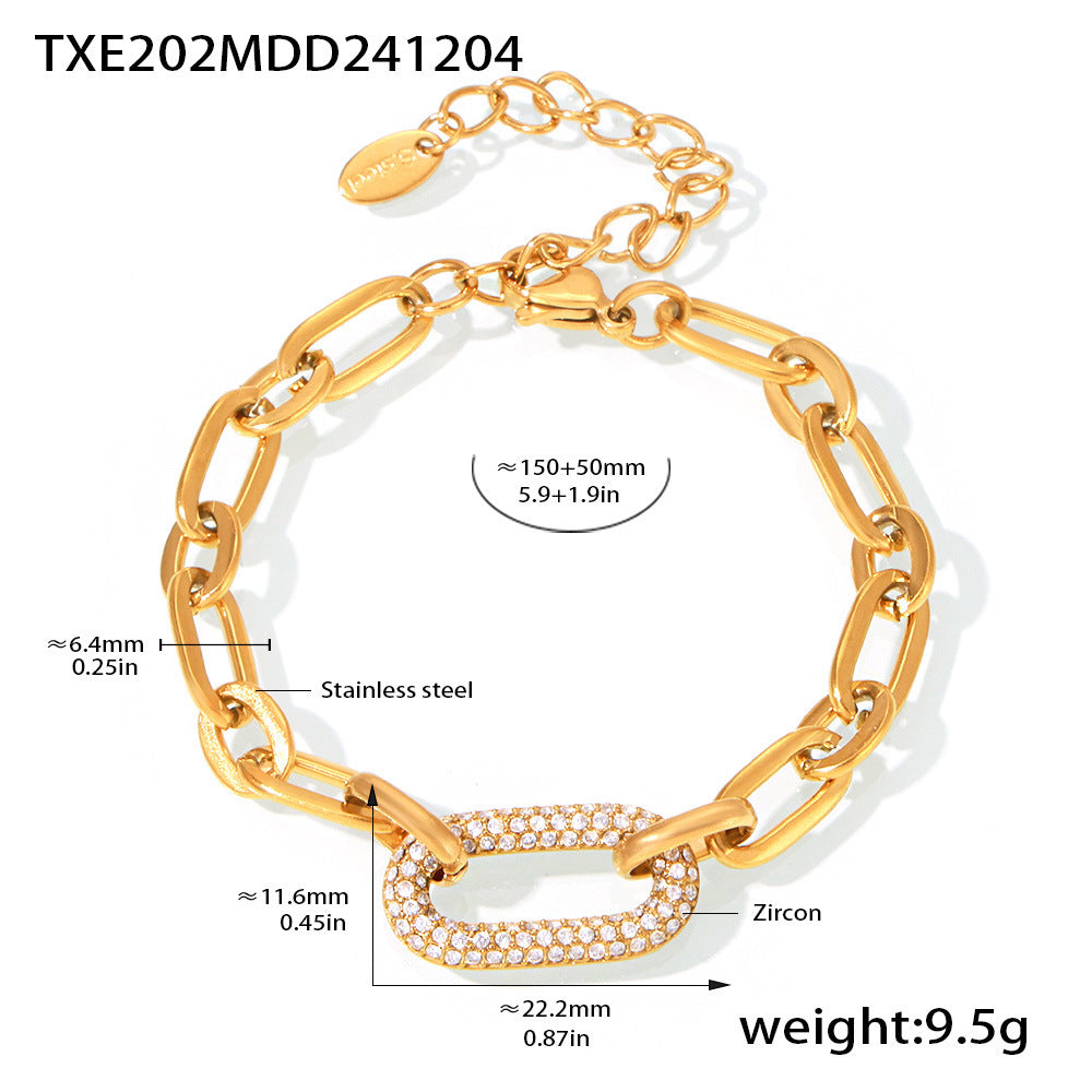 Paved Chunky Chain Link Jewelry Set | Gold 7