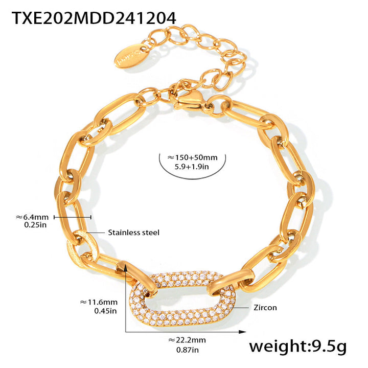 Paved Chunky Chain Link Jewelry Set | Gold 7