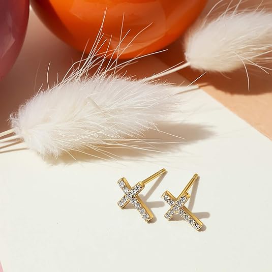 Paved Cross Studs | Gold 2